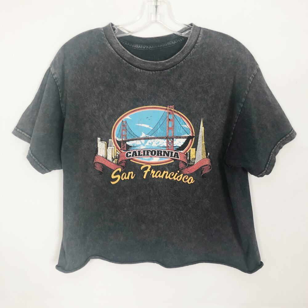 J. Galt Stonewash Crop Top Crew Neck Size Small San Francisco